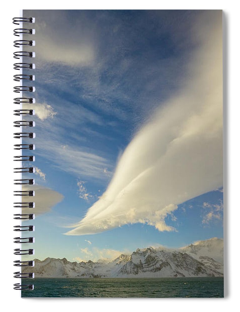 00345948 Spiral Notebook featuring the photograph Dramatic Lenticular Clouds by Yva Momatiuk John Eastcott
