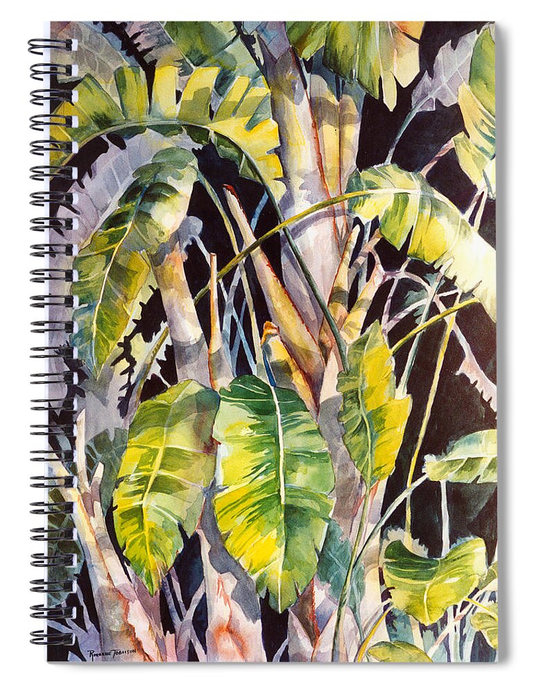 Banana Leaves Spiral Notebook featuring the painting Dramatic Tropics by Roxanne Tobaison