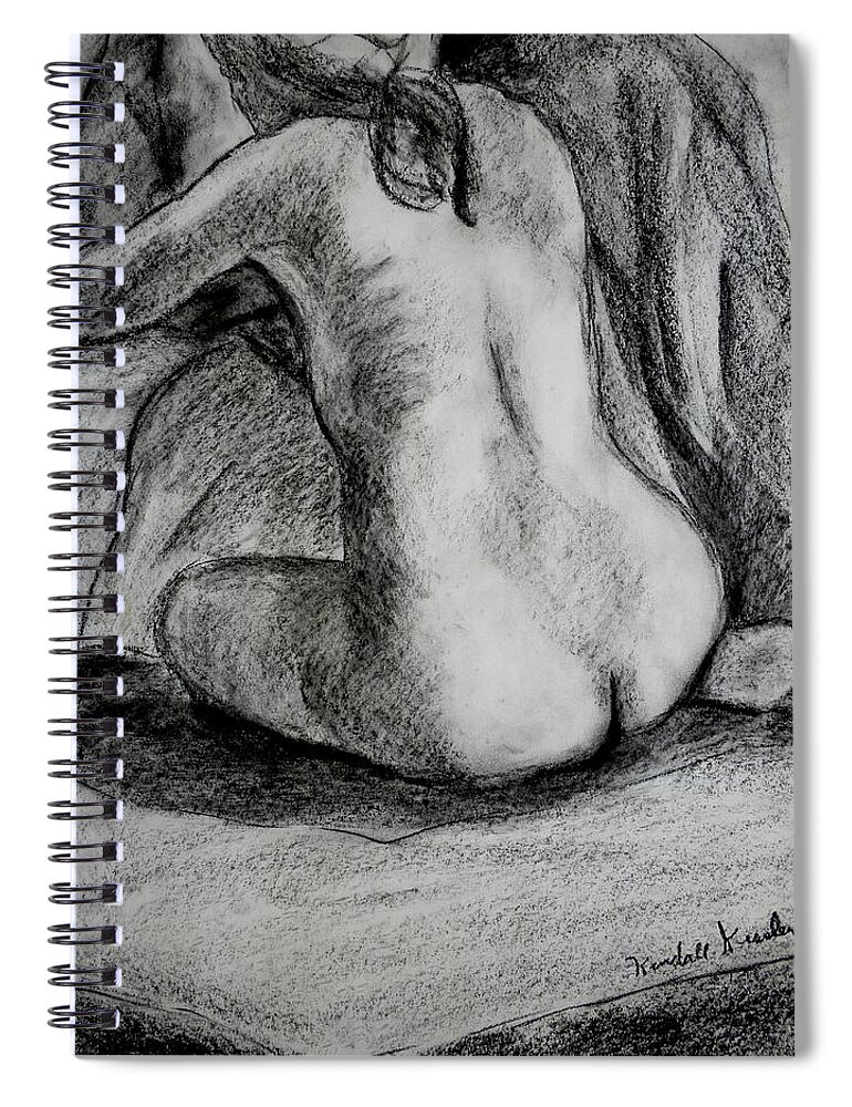 Nude Spiral Notebook featuring the drawing Drapery Pull by Kendall Kessler
