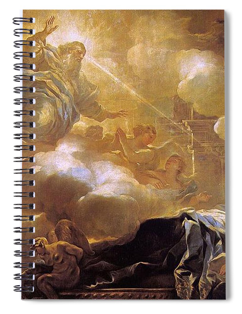 Luca Giordano Spiral Notebook featuring the painting Dream of Solomon by Luca Giordano
