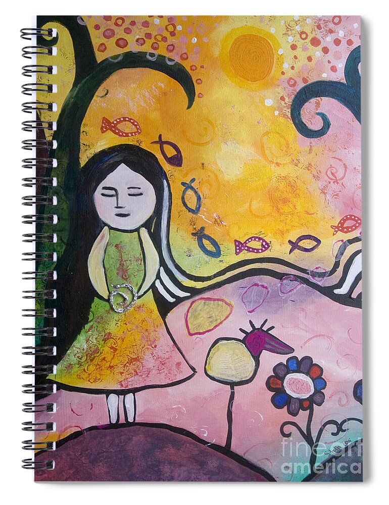 Girl Spiral Notebook featuring the painting Dreaming girl by Stella Levi