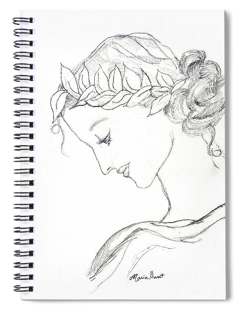 Muse Spiral Notebook featuring the drawing Dreaming of the Dance by Maria Hunt