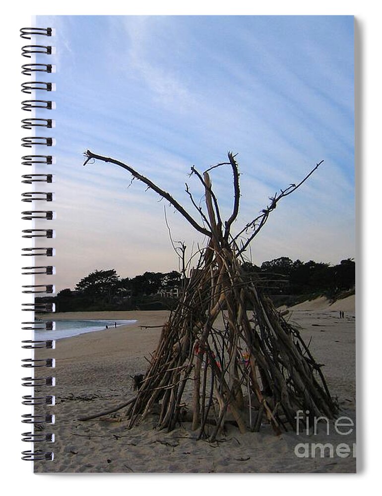 Beach Spiral Notebook featuring the photograph Driftwood Tipi by James B Toy