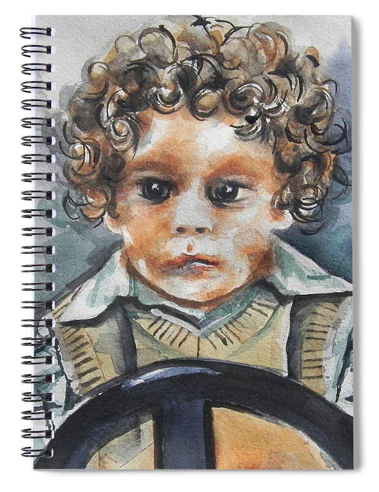 Watercolor Painting Spiral Notebook featuring the painting Driving the Taxi by Chrisann Ellis