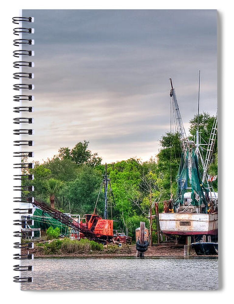 Drydock Spiral Notebook featuring the photograph Dry Docked Shrimp Boat by Scott Hansen
