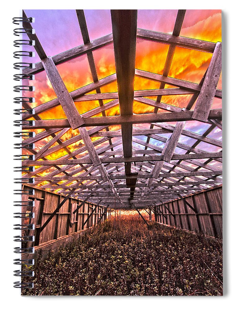 Duck Spiral Notebook featuring the photograph Duck Farm Skeleton Skylight by Robert Seifert