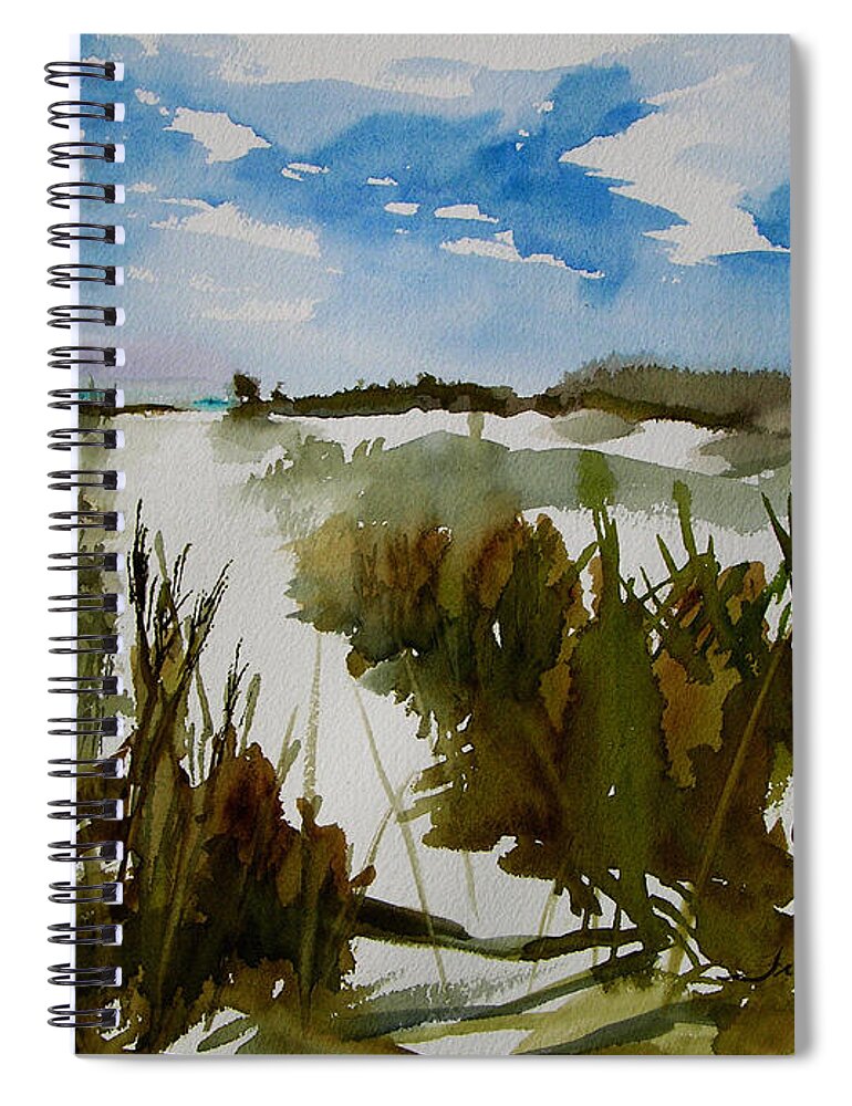 Sand Dunes Beach Watercolor Paintings Artwork Spiral Notebook featuring the painting Dunes by Julianne Felton