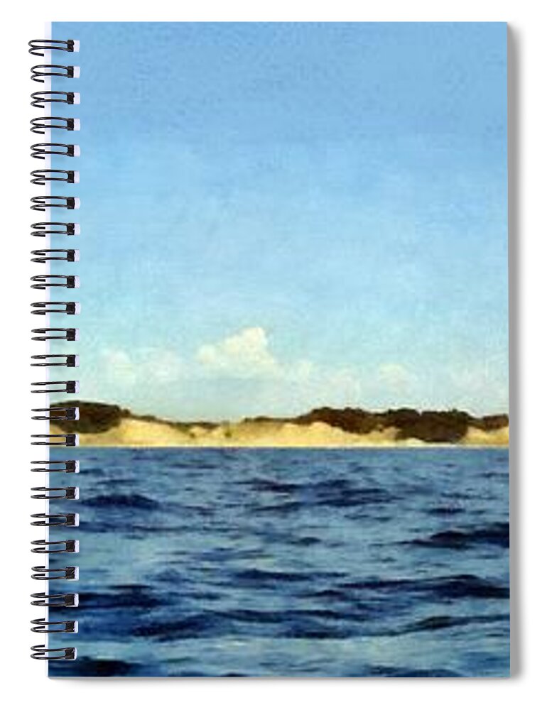 Lake Spiral Notebook featuring the painting Dunes Panorama by Michelle Calkins