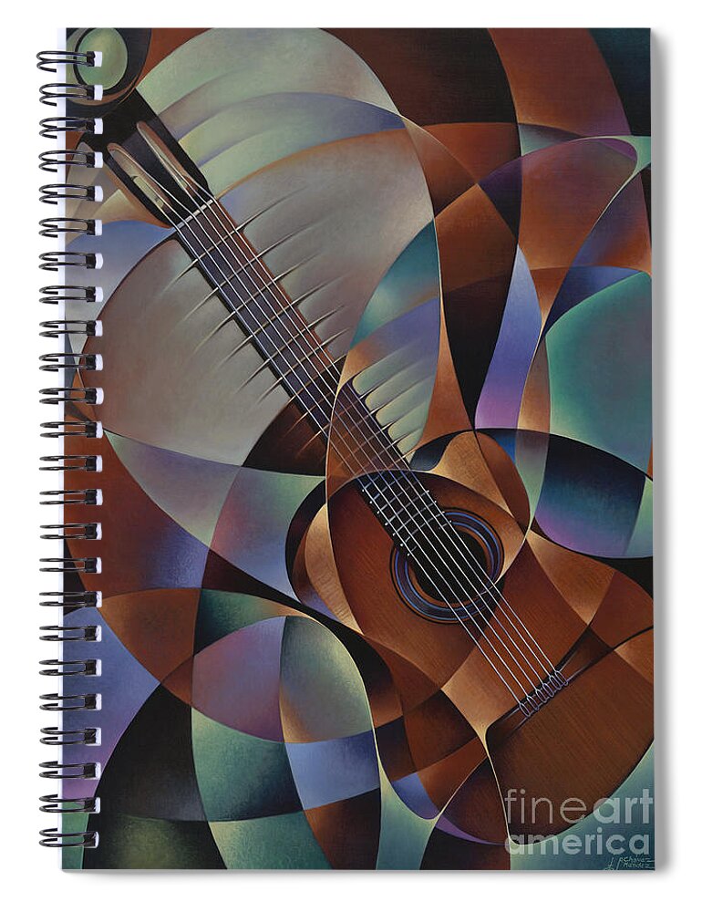 Violin Spiral Notebook featuring the painting Dynamic Guitar by Ricardo Chavez-Mendez