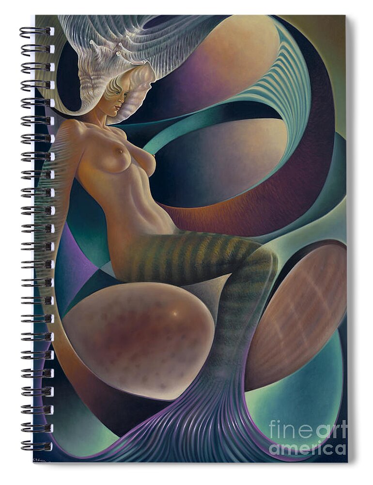 Nude-art Spiral Notebook featuring the painting Dynamic Queen 6 by Ricardo Chavez-Mendez