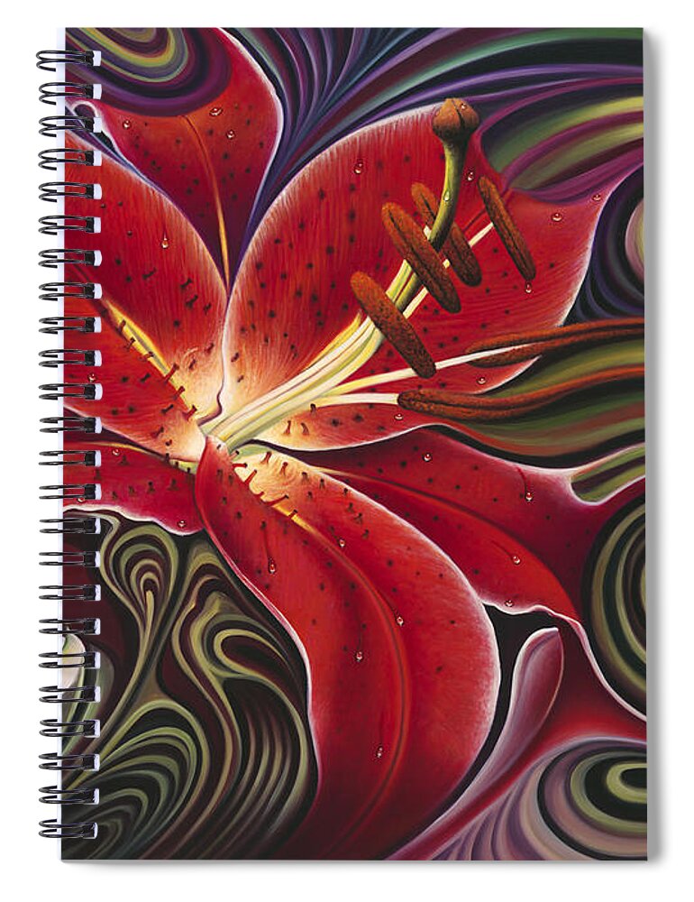 Lily Spiral Notebook featuring the painting Dynamic Reds by Ricardo Chavez-Mendez
