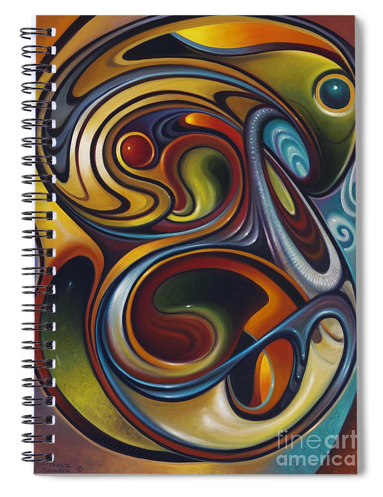 Multi-color Spiral Notebook featuring the painting Dynamic Series #15 by Ricardo Chavez-Mendez