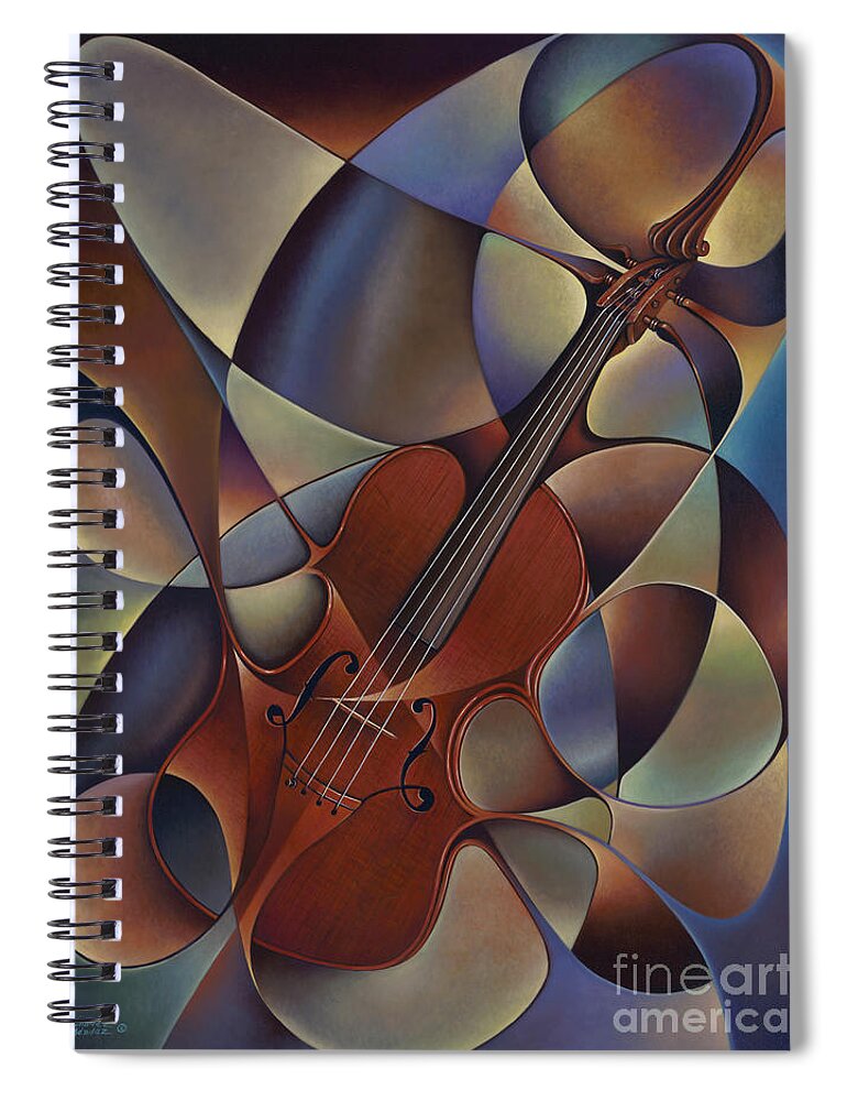 Violin Spiral Notebook featuring the painting Dynamic Violin by Ricardo Chavez-Mendez