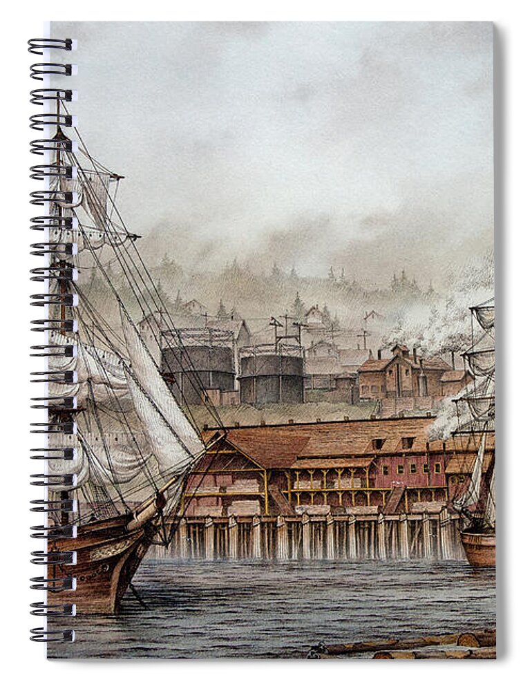 E K Wood Spiral Notebook featuring the painting E. K. Wood Lumber Mill by James Williamson