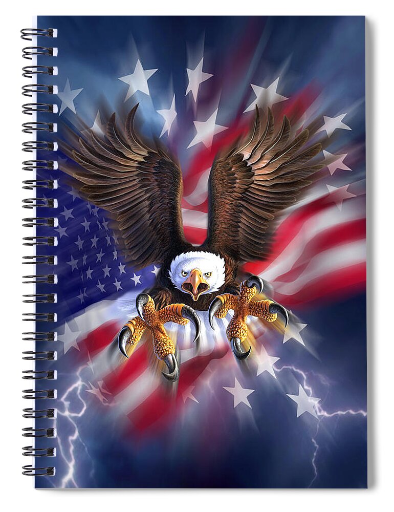 Eagle Spiral Notebook featuring the digital art Eagle Burst by Jerry LoFaro