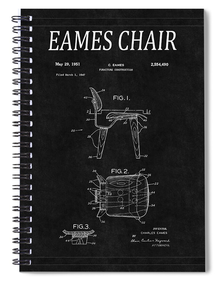 Eames Spiral Notebook featuring the photograph Eames Chair Patent 2 by Andrew Fare