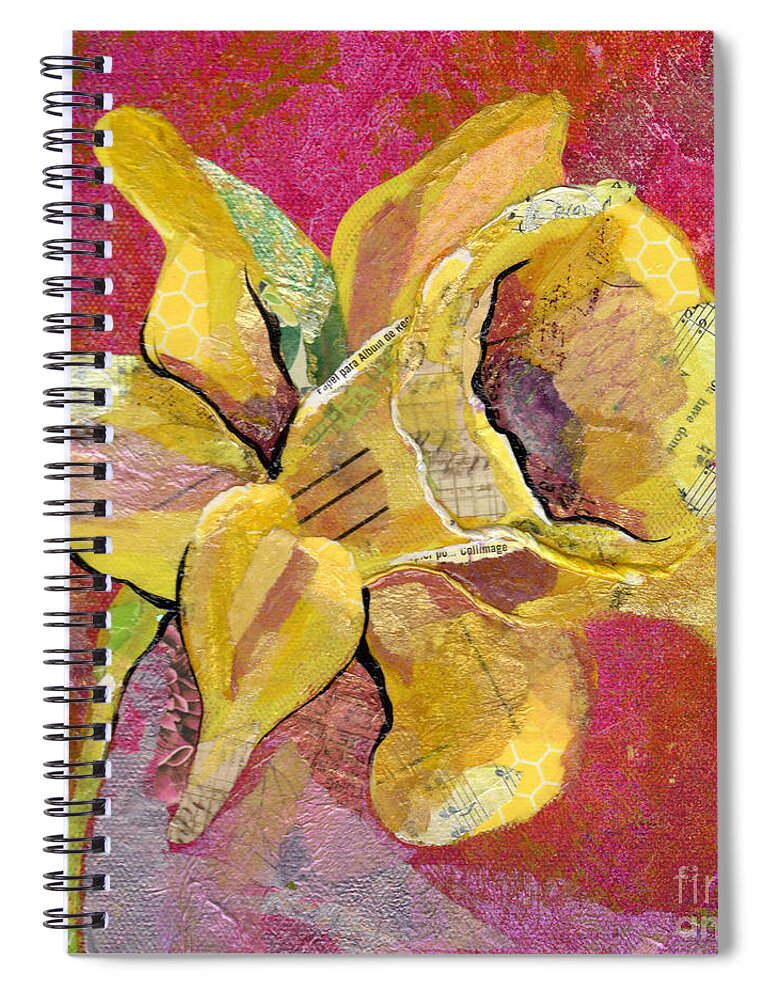 Flower Paintings Spiral Notebook featuring the mixed media Early Spring I Daffodil Series by Shadia Derbyshire