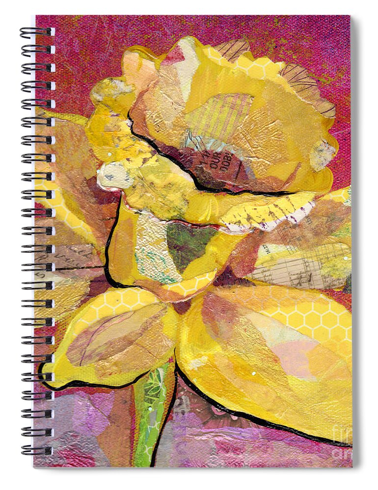 Flower Paintings Spiral Notebook featuring the painting Early Spring III Daffodil Series by Shadia Derbyshire