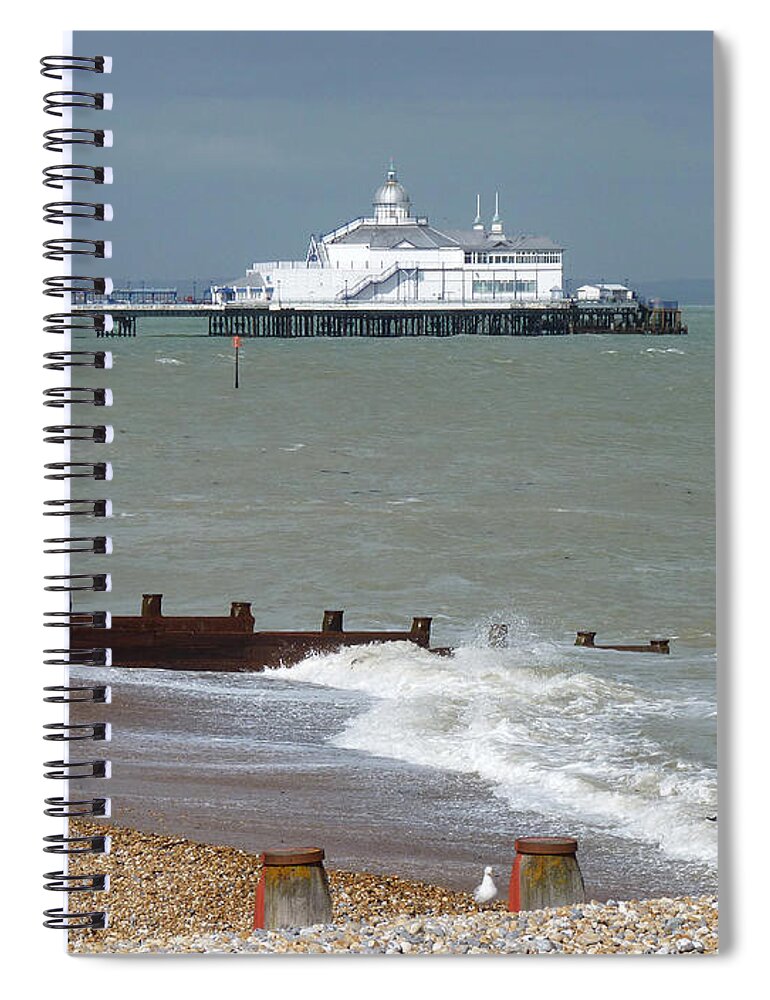 Eastbourne Pier Spiral Notebook featuring the photograph Eastbourne beach and pier by Phil Banks