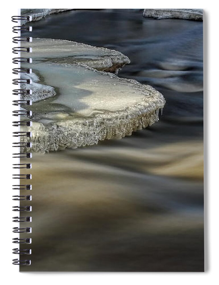 Eau Claire Dells Spiral Notebook featuring the photograph Eau Claire Dells Park River Ice by Dale Kauzlaric
