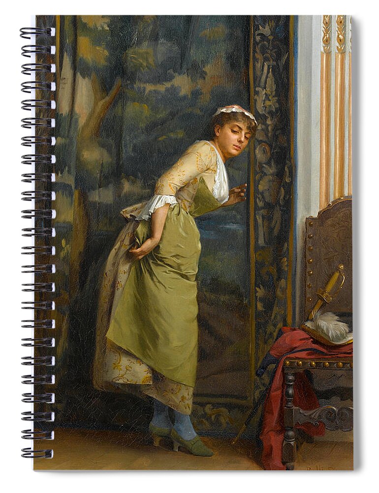 Theodoros Rallis Spiral Notebook featuring the painting Eavesdropping by Theodoros Rallis