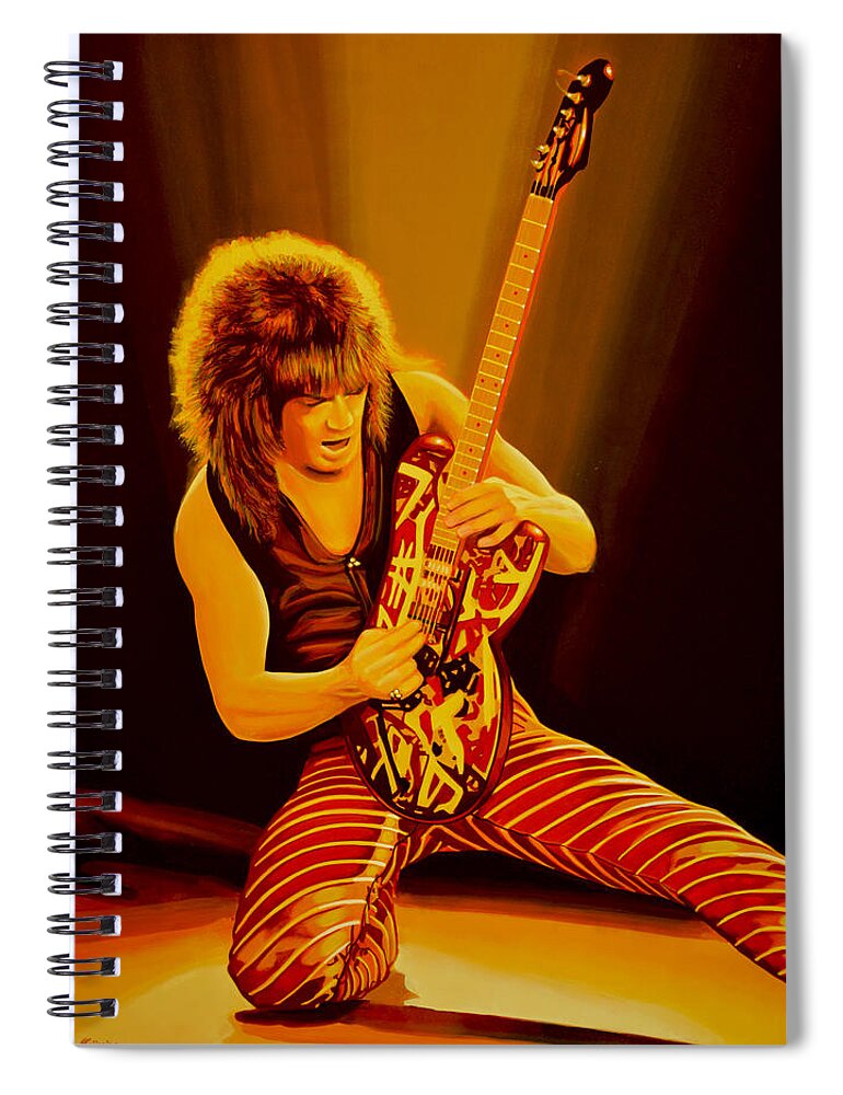 Eddie Van Halen Spiral Notebook featuring the painting Eddie van Halen Painting by Paul Meijering