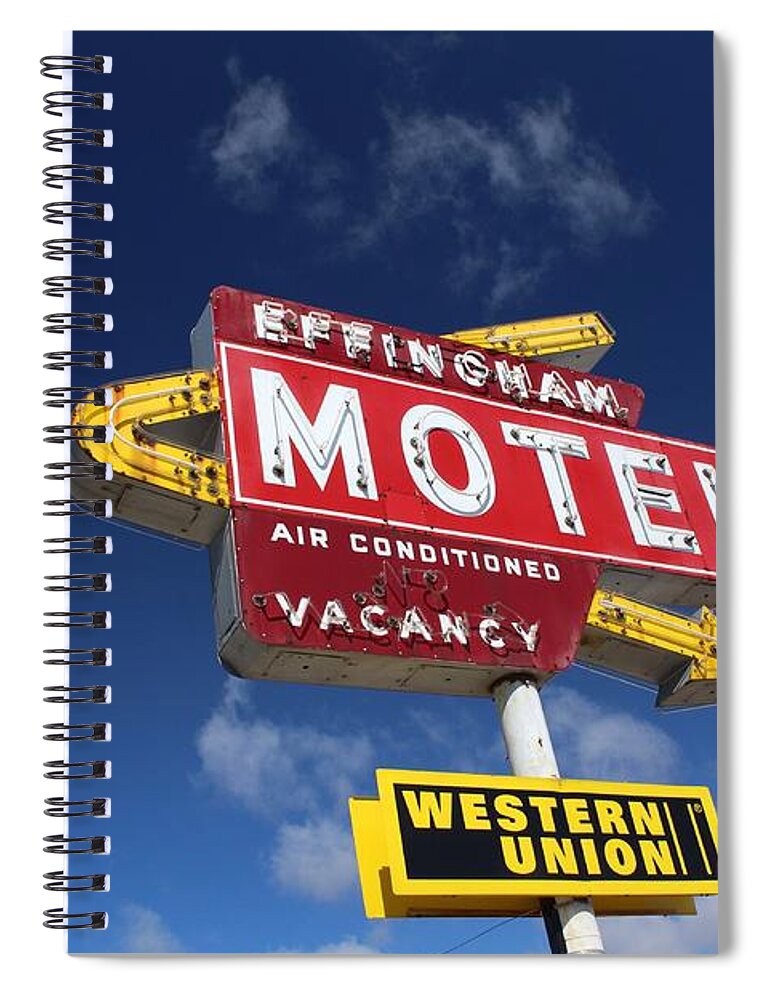 Effingham Spiral Notebook featuring the photograph Effingham Motel by Suzanne Lorenz