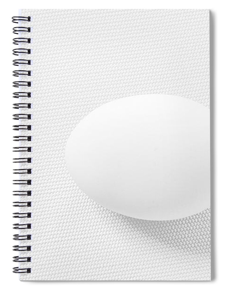 White Spiral Notebook featuring the photograph Egg on White Tablecloth by Ludwig Keck