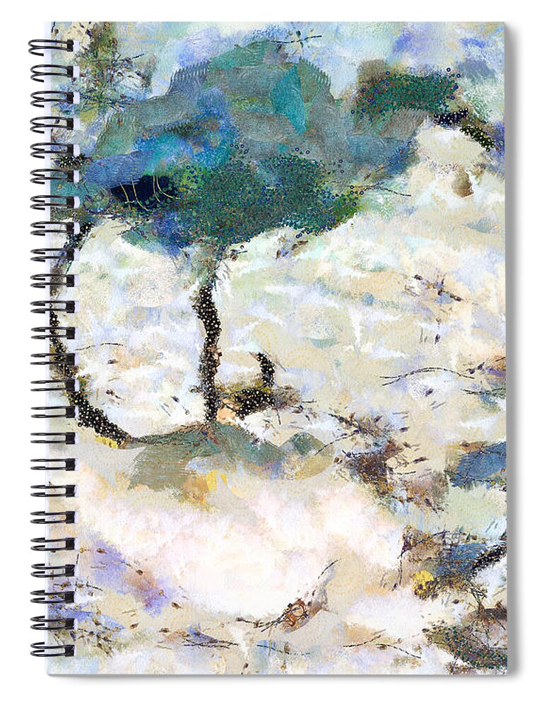 Spiral Notebook featuring the mixed media Egret Shadow by Priya Ghose