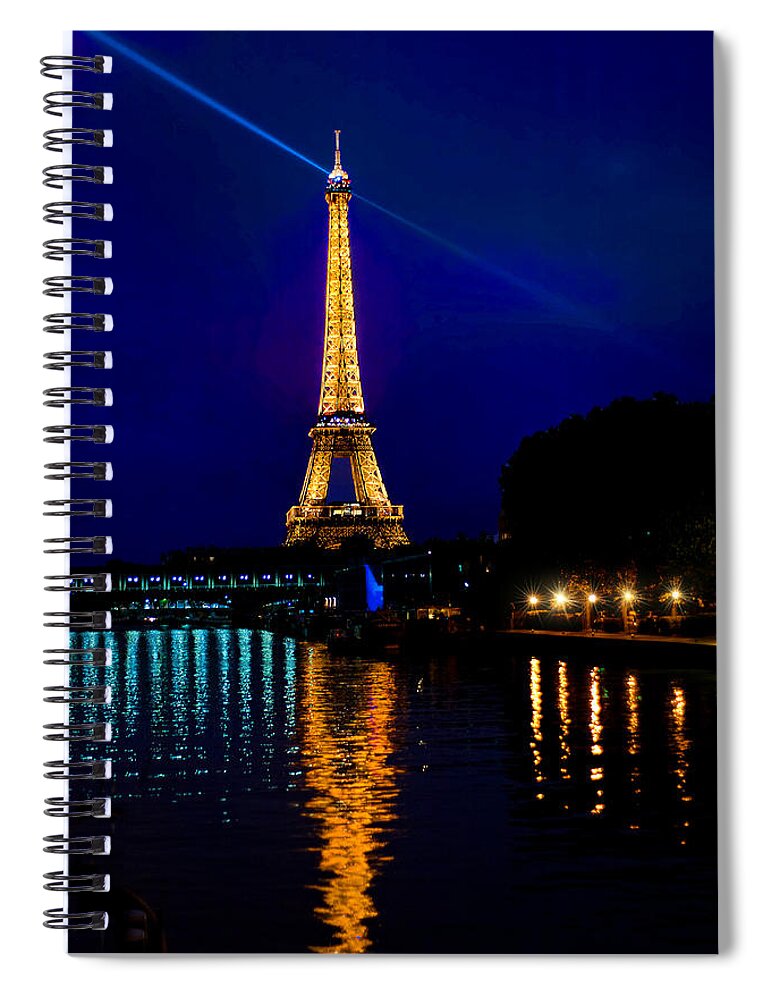 Crystal Spiral Notebook featuring the photograph Eiffel Tower on the Seine by Mitchell R Grosky