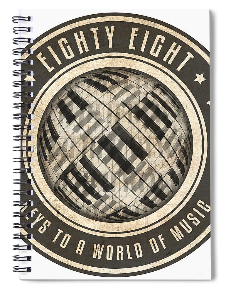 Piano Spiral Notebook featuring the digital art Eighty Eight Keys by Phil Perkins