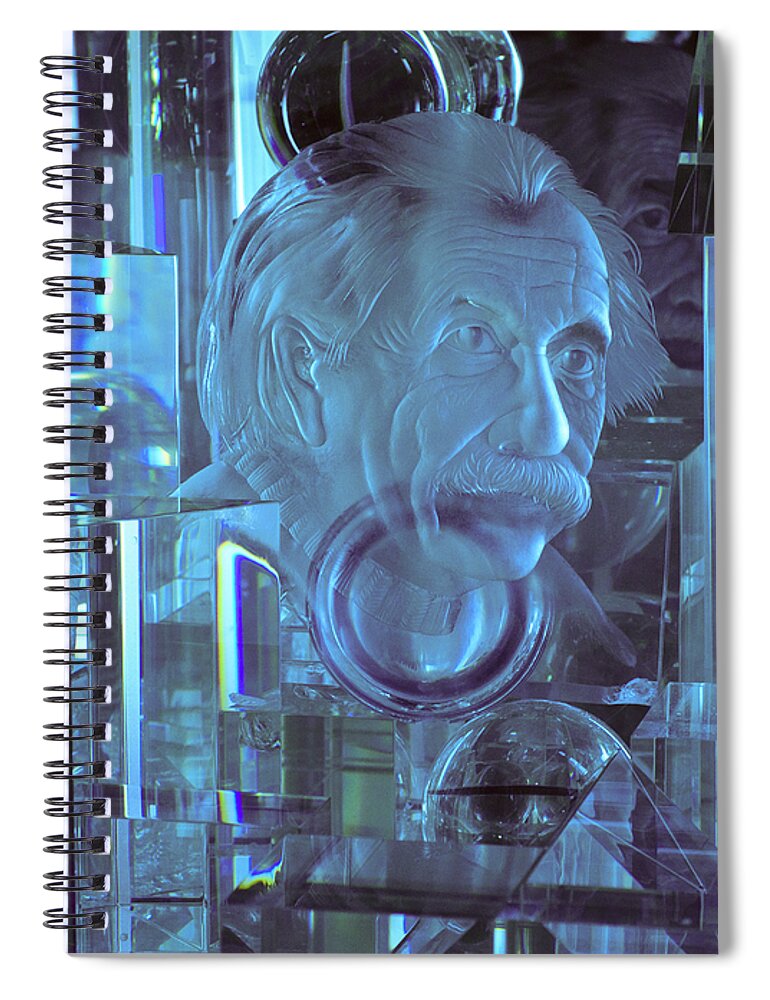 Albert Einstein Spiral Notebook featuring the photograph Einstein in Crystal - Blue by Christi Kraft