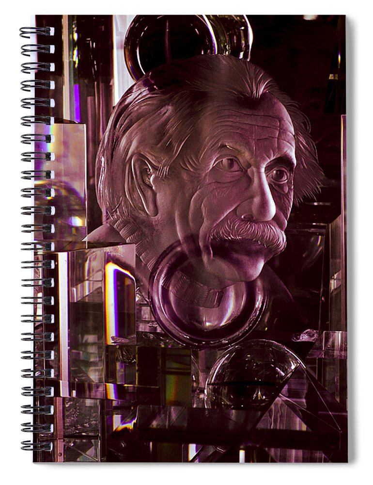 Albert Einstein Spiral Notebook featuring the photograph Einstein in Crystal - Purple by Christi Kraft