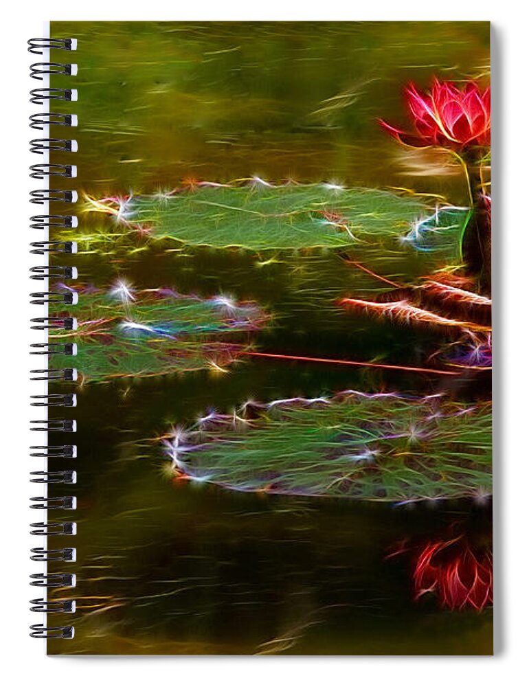 Abstract Spiral Notebook featuring the photograph Electric Lily Pad by Beth Sargent