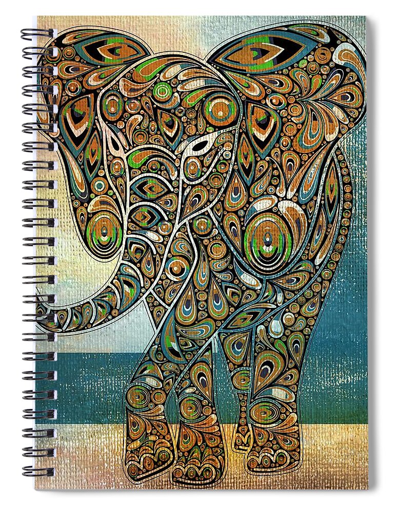 Elephant Spiral Notebook featuring the digital art Elefantos - 01ac03at03b by Variance Collections
