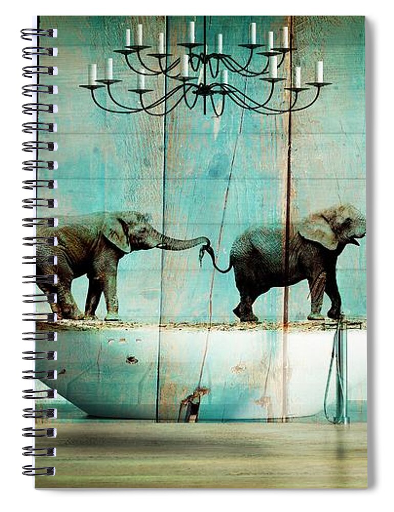 Blue Spiral Notebook featuring the digital art Elefantos by Aimelle Ml