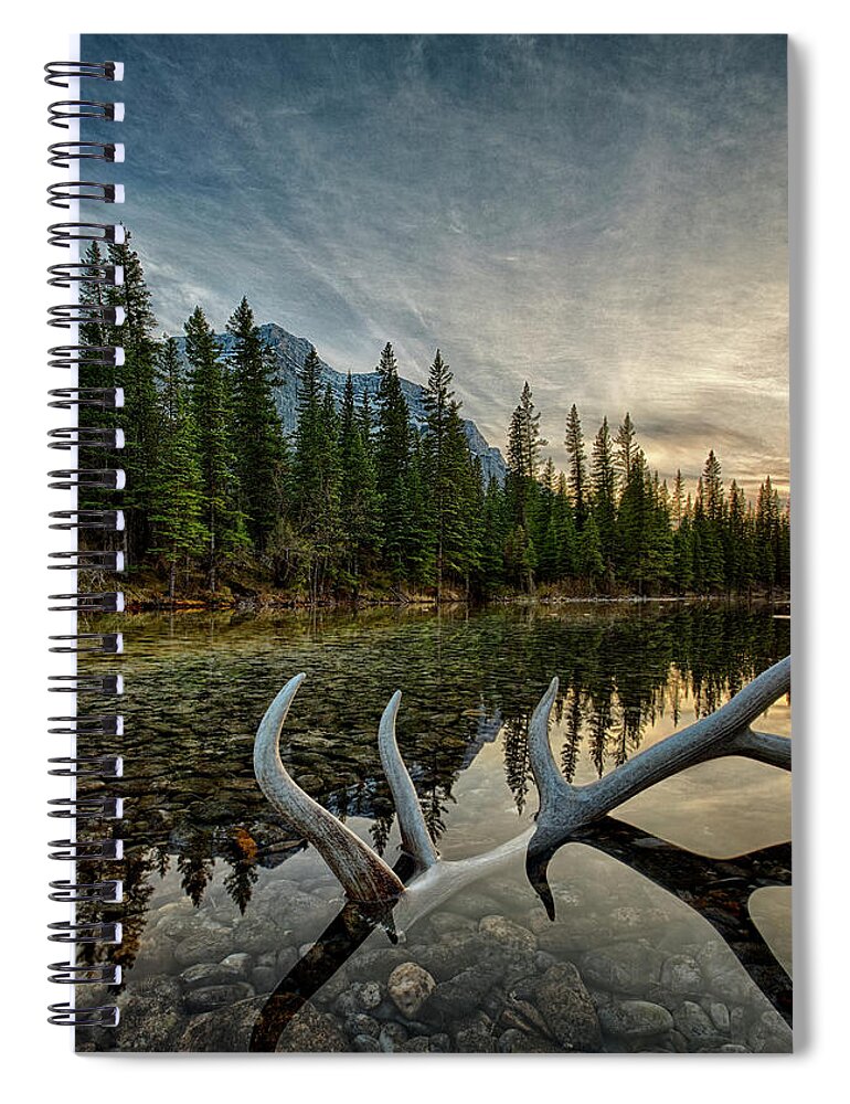Scenics Spiral Notebook featuring the photograph Elk Antler Adds Reflection To Mountain by Ascent Xmedia