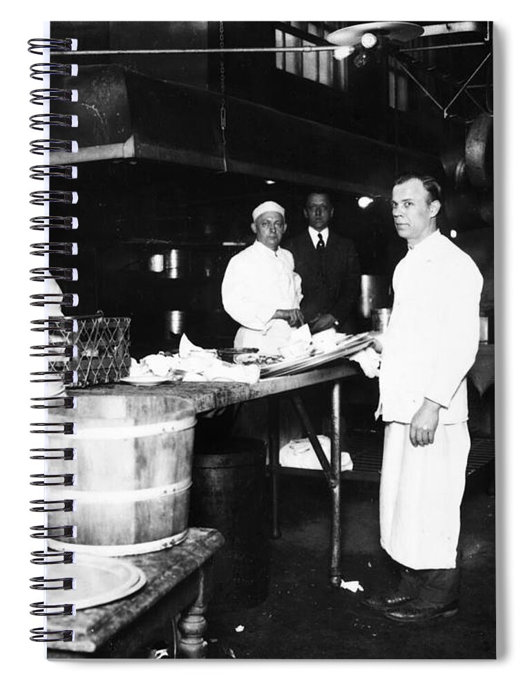 1920 Spiral Notebook featuring the photograph Ellis Island Kitchen by Granger