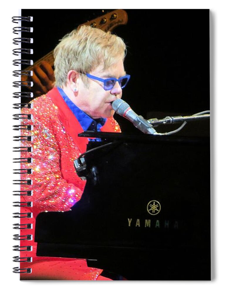 Elton John Spiral Notebook featuring the photograph Elton John live by Aaron Martens