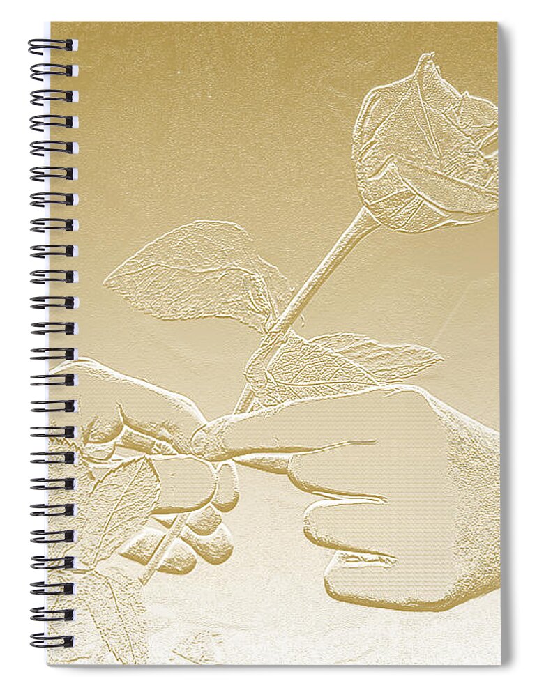 Rose Spiral Notebook featuring the photograph Embossed Gold Rose by Jan Marvin Studios by Jan Marvin