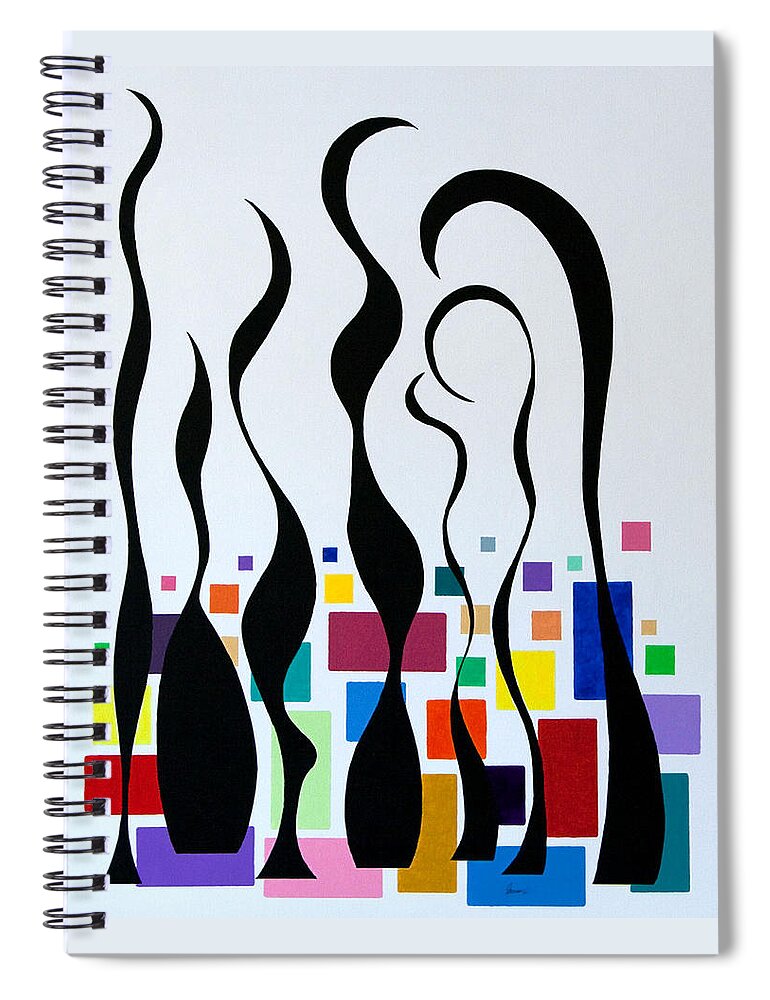Expressionist Spiral Notebook featuring the painting Embracing by Thomas Gronowski