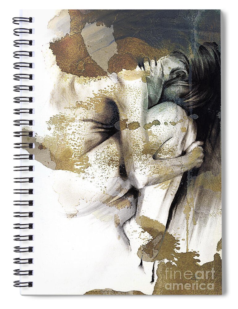 Figurative Spiral Notebook featuring the drawing Embryonic III with texture by Paul Davenport
