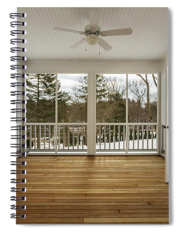 Empty Spiral Notebook featuring the photograph Enclosed Deck Of Home With Screen Door by David Papazian