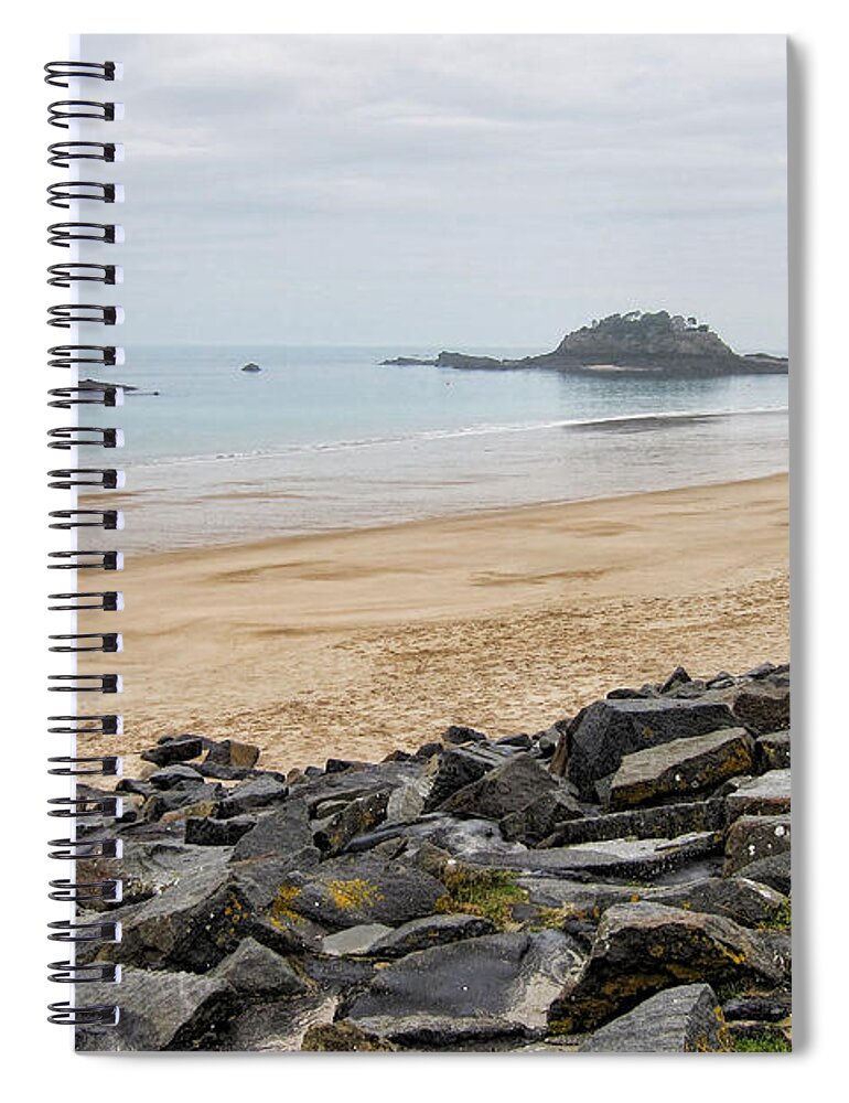 France Spiral Notebook featuring the photograph English Channel Beach by Olivier Le Queinec
