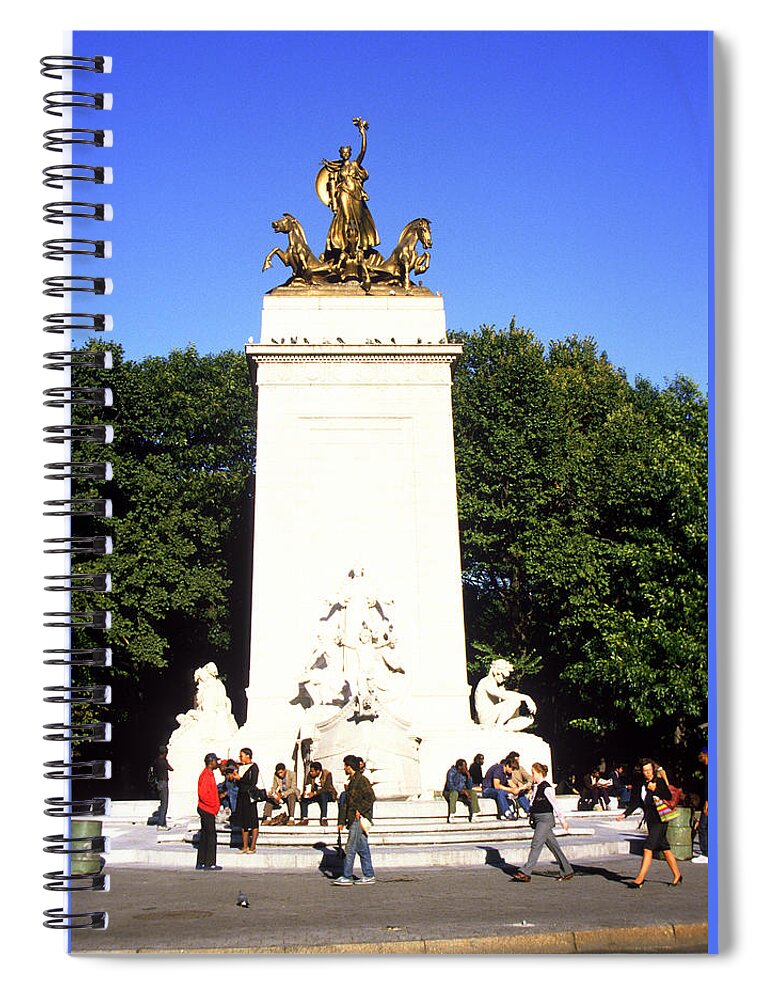 Entrance Spiral Notebook featuring the photograph Entrance to Central Park 1984 by Gordon James