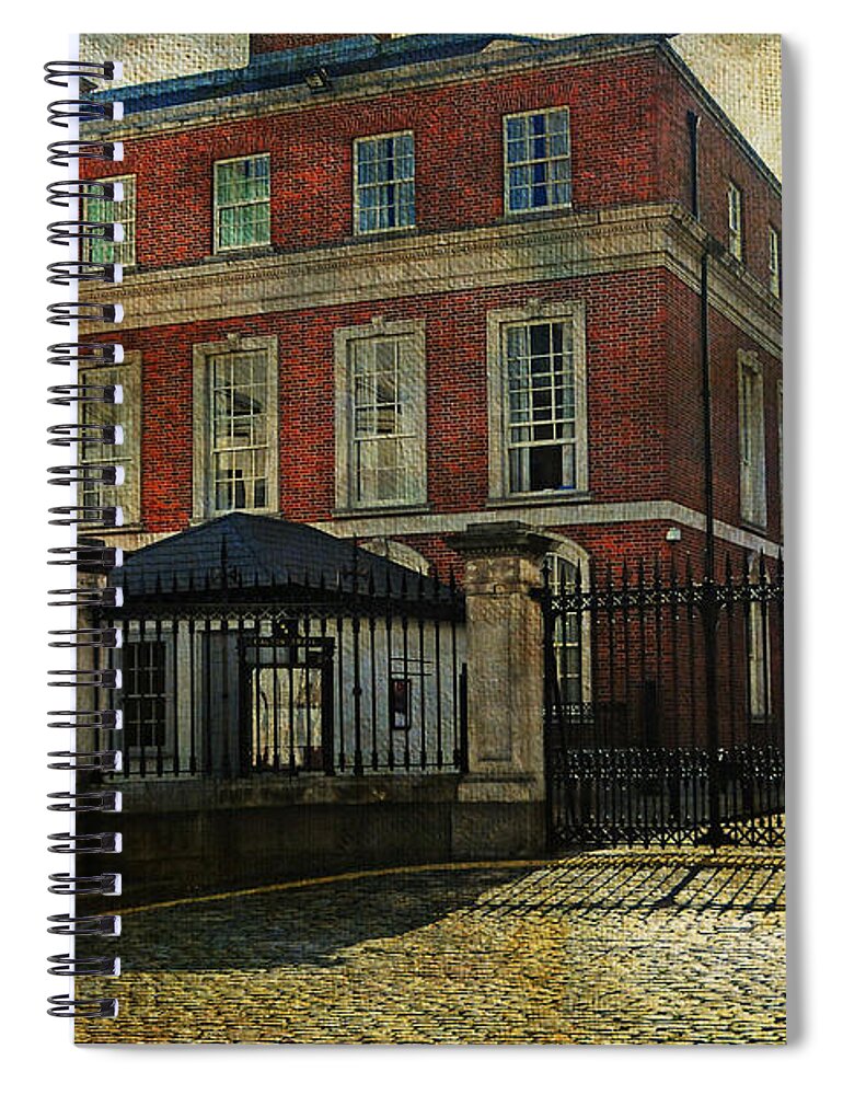 Ireland Spiral Notebook featuring the photograph Entrance to the Dublin Castle. Streets of Dublin. Painting Collection by Jenny Rainbow