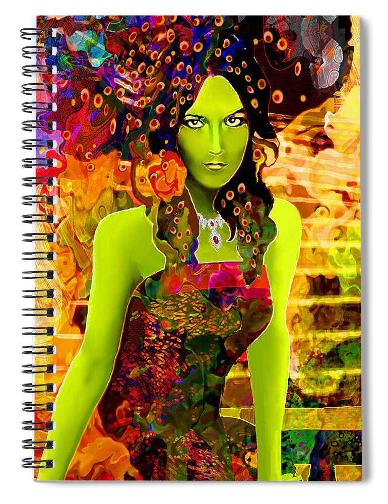 Green Spiral Notebook featuring the painting Envy by Jann Paxton