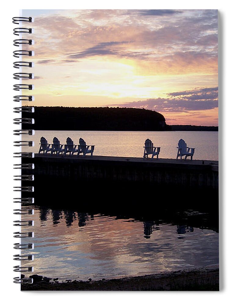 Ephraim Spiral Notebook featuring the photograph Ephraim Dock Sunset at Old Post Office by David T Wilkinson