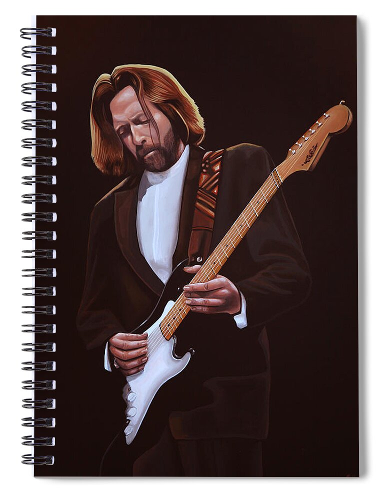 Eric Clapton Spiral Notebook featuring the painting Eric Clapton Painting by Paul Meijering