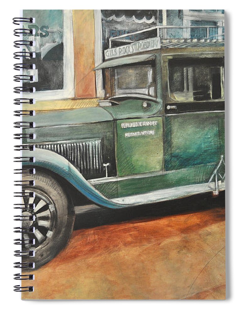 Bus Spiral Notebook featuring the painting Ernests First Bus by Tim Nyberg